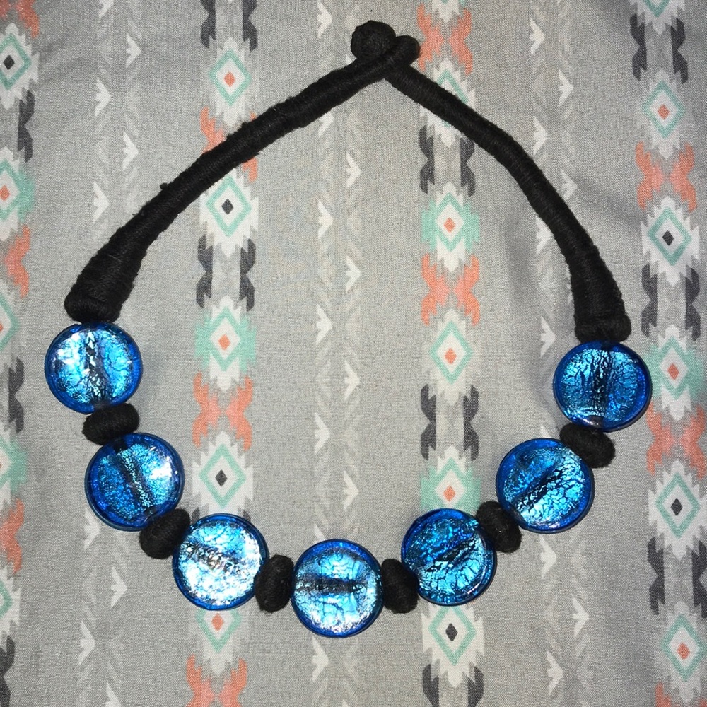 Blue Glass Jewel Necklace